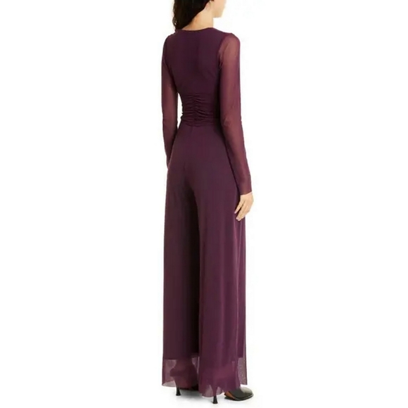 FUZZI TUTA WIDE LEG LONG SLEEVE MESH JUMPSUIT Womens XL - Picture 2 of 4